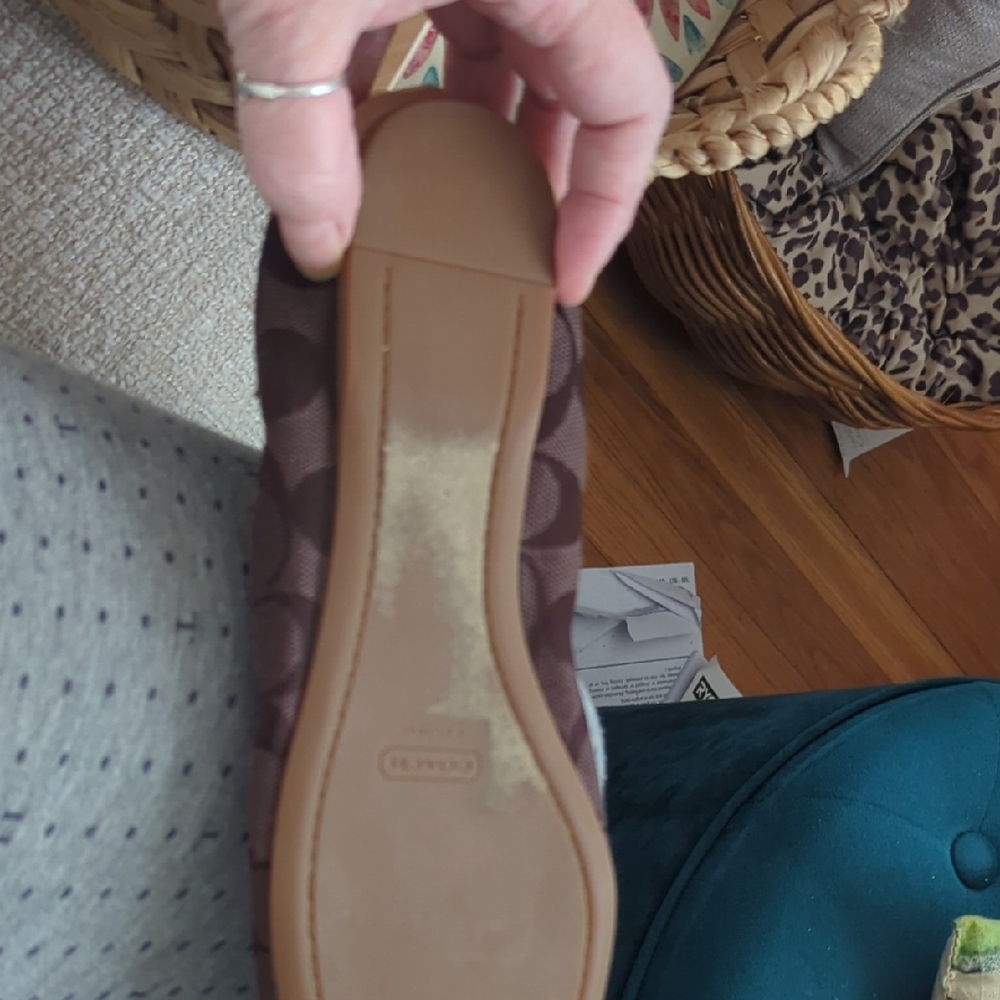 Coach Brown and Tan Two-Tone Flats with Elastic Fit - Picture 7 of 14
